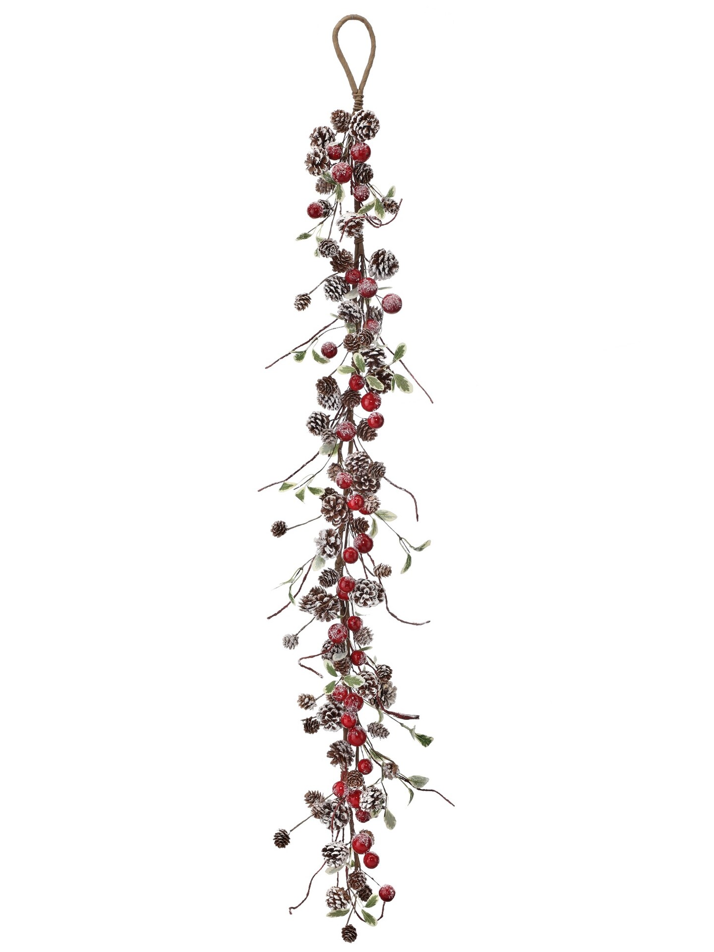 Contemporary Home Living 4&#x27; x 8&#x22; Waterproof Frosted Berry and Pinecone Artificial Christmas Garland, Unlit