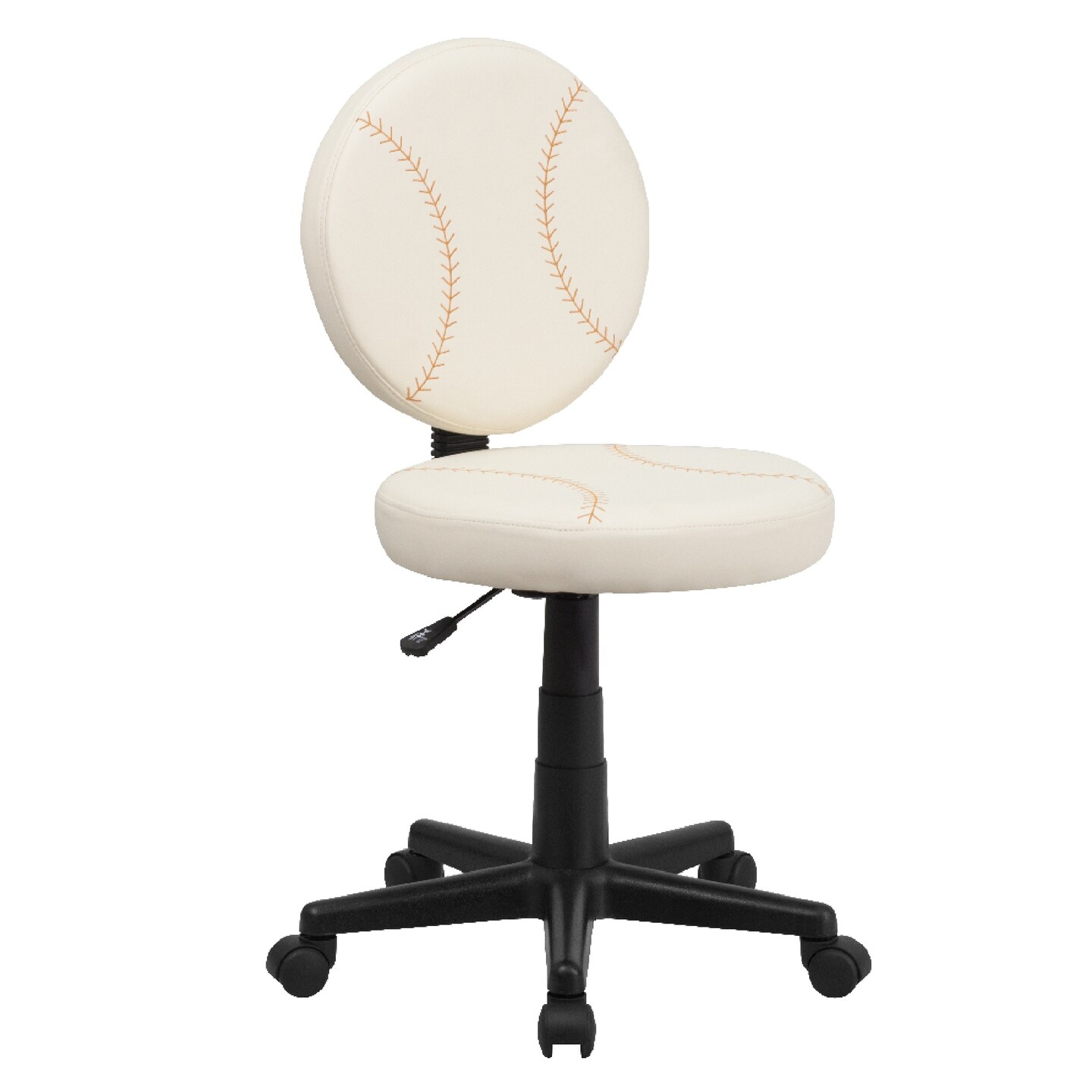 Flash Furniture 37.25" Cream Round Outdoor Patio Office Chair with Baseball Swivel Seat and Back
