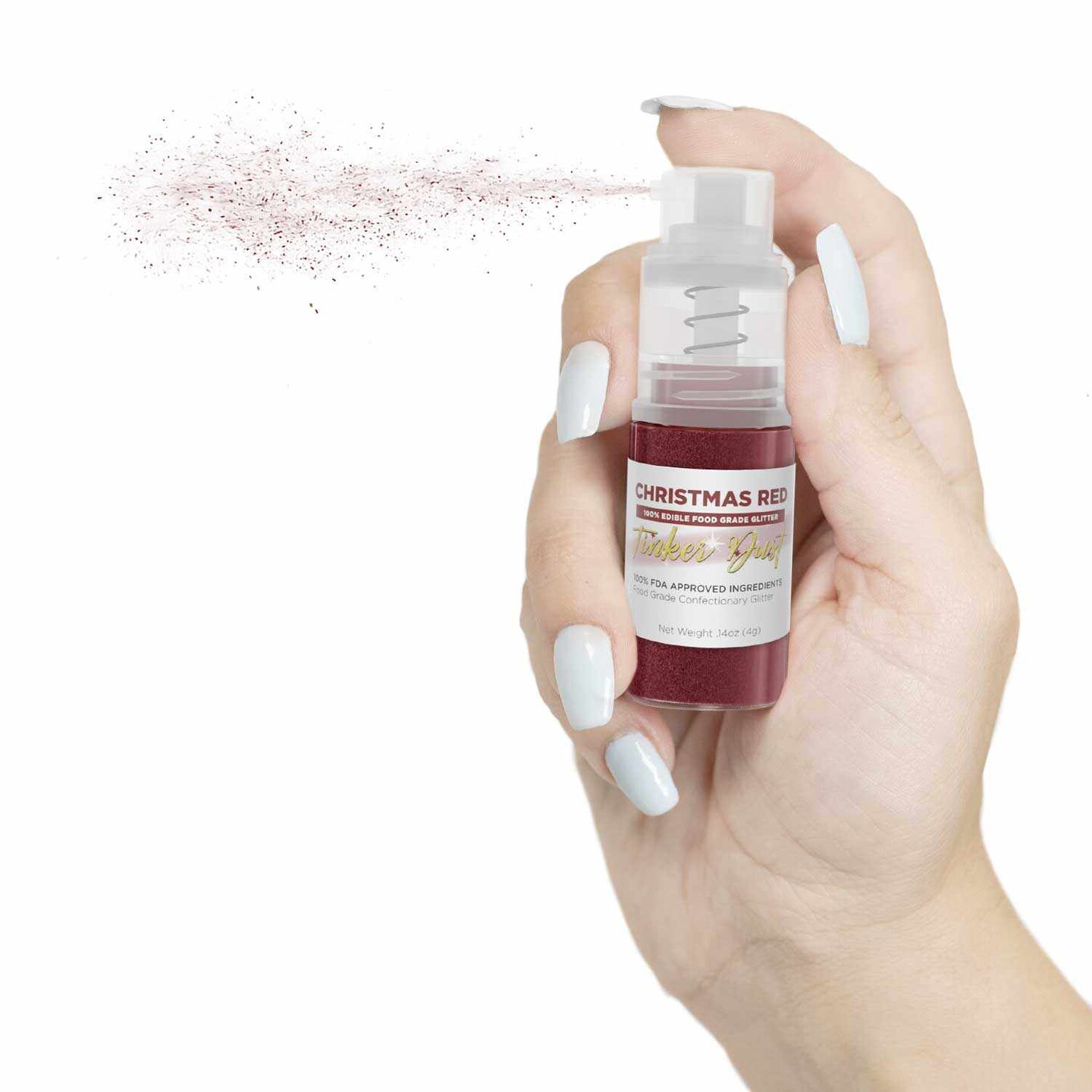 Christmas Red Edible Glitter Spray - Edible Powder Dust Spray Glitter for  Food, Drinks, Strawberries, Muffins, Cake Decorating. FDA Compliant (4 Gram  Pump)