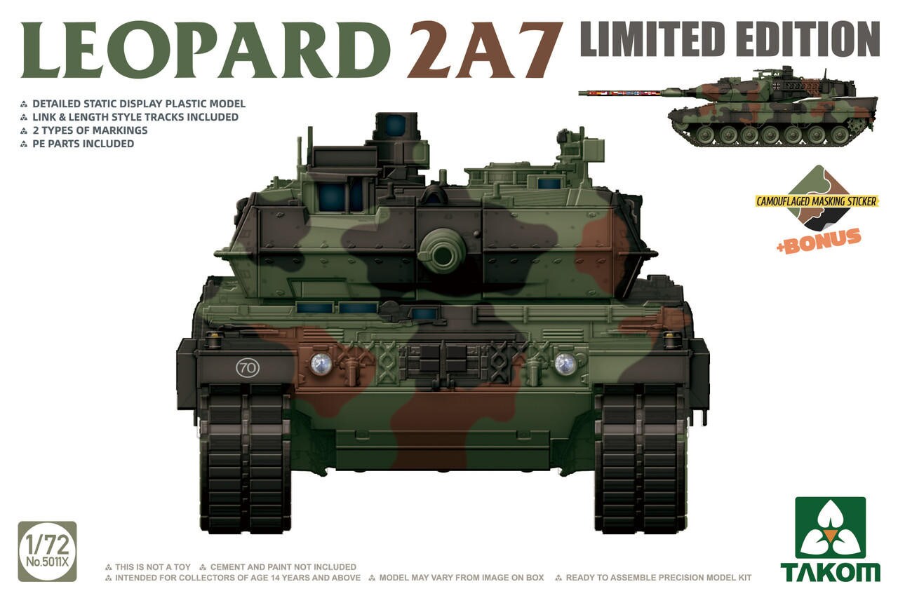 Takom  1/72 Leopard 2A7 Main Battle Tank Plastic Model