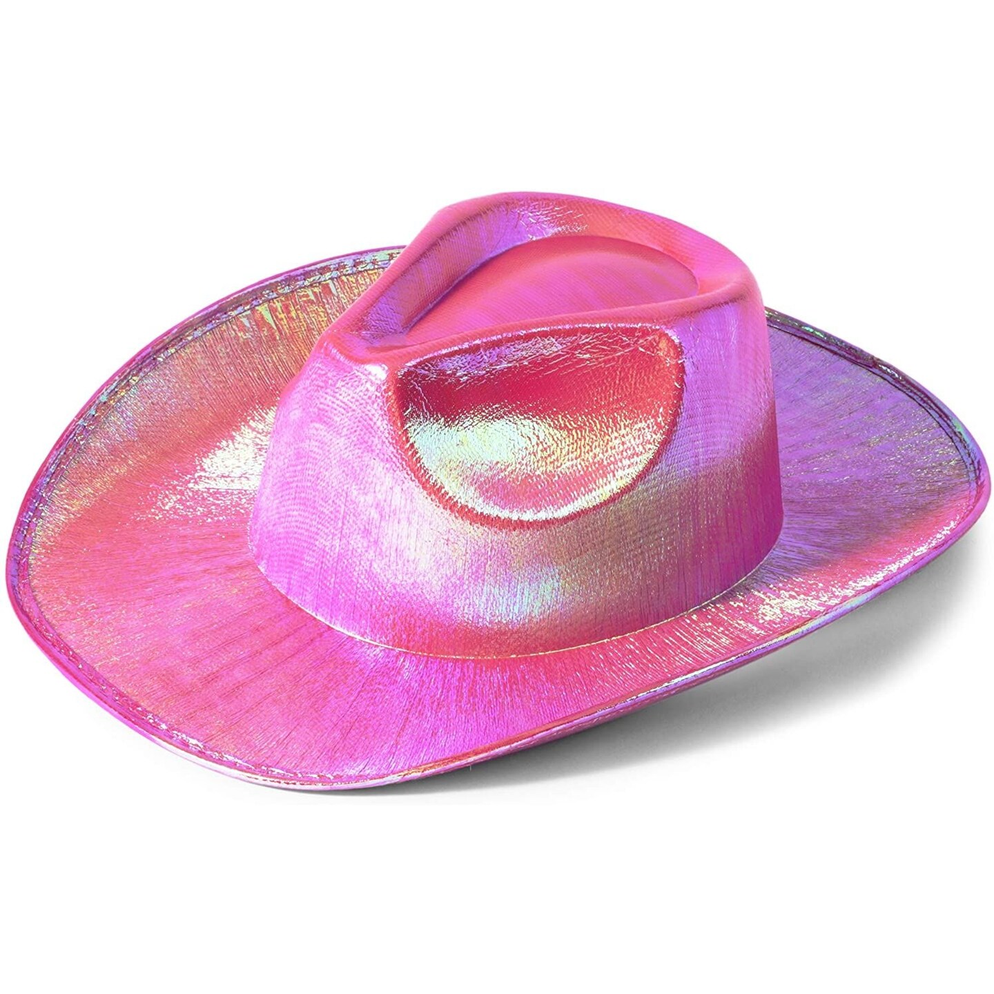 Pink Cowboy Hat - Sparkly Metallic Cowgirl Hat for Costume, Dress Up Birthday, Bachelorette Party Accessories (Adult Size, Hot Pink)