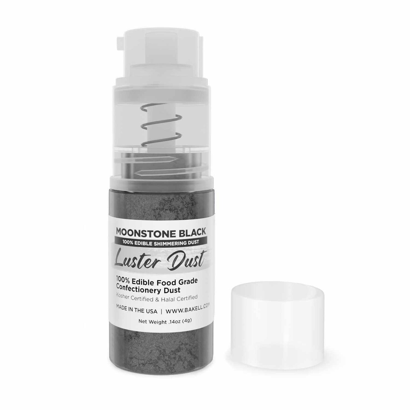 Moonstone Black Luster Dust Spray | Luster Dust Edible Glitter Spray Dust for Cakes, Cookies, Desserts, Paint. FDA Compliant (4 Gram Pump)