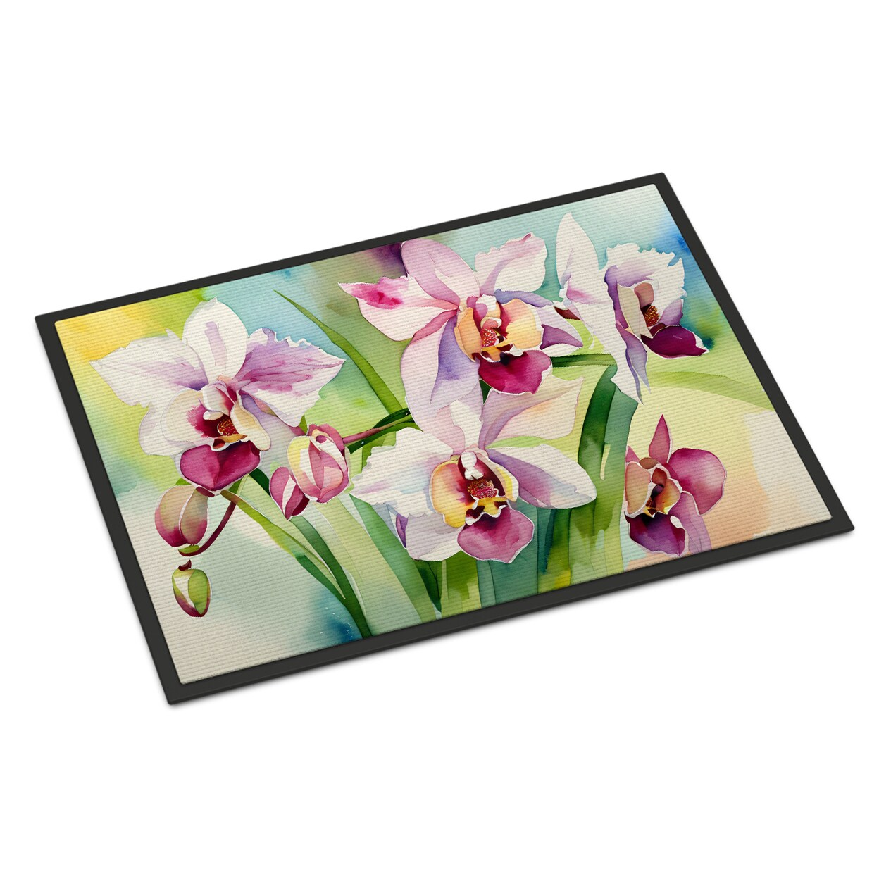Caroline&#x27;s Treasures Orchids in Watercolor Indoor or Outdoor Mat 24x36 DAC1557