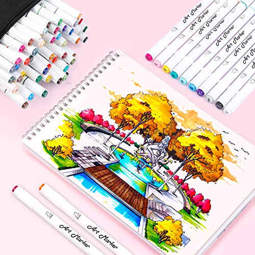 Lelix 61 Colors Alcohol Art Markers, 60 Colors Plus 1 Blender Dual Tip  Permanent Marker Pens Highlighters Perfect for Kids Adults Artist Drawing