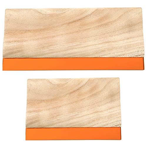 2 Pieces 2 Sizes Screen Printing Squeegee, 75 Durometer Wooden Ink Scraper for Screen Printing, 9.4 and 5.9 inch
