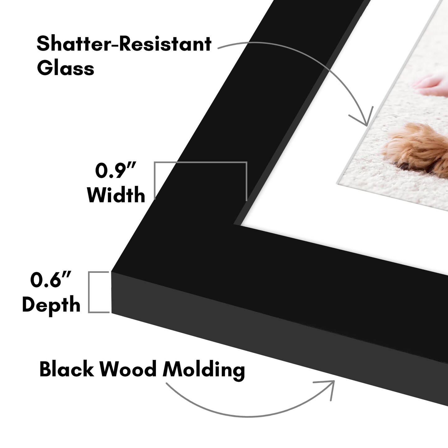 Americanflat Picture Frame with Mat - Photo Frame for Wall Display - Shatter Resistant Glass - Adjustable Hanging Hardware - Includes Easel - Black