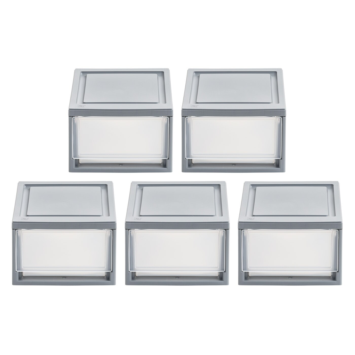IRIS USA 5Pack Stackable Storage Drawer Box for Closet, School supplies, Gray