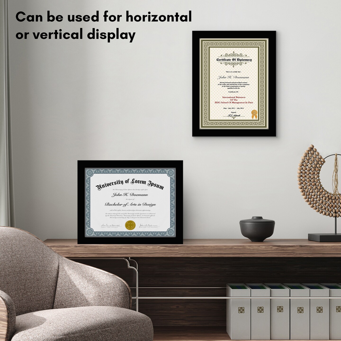 Americanflat 8.5x11 Diploma Frame - Certificate Frame for Displaying Achievements - Shatter Resistant Glass - Adjustable Hanging Hardware - Includes Easel