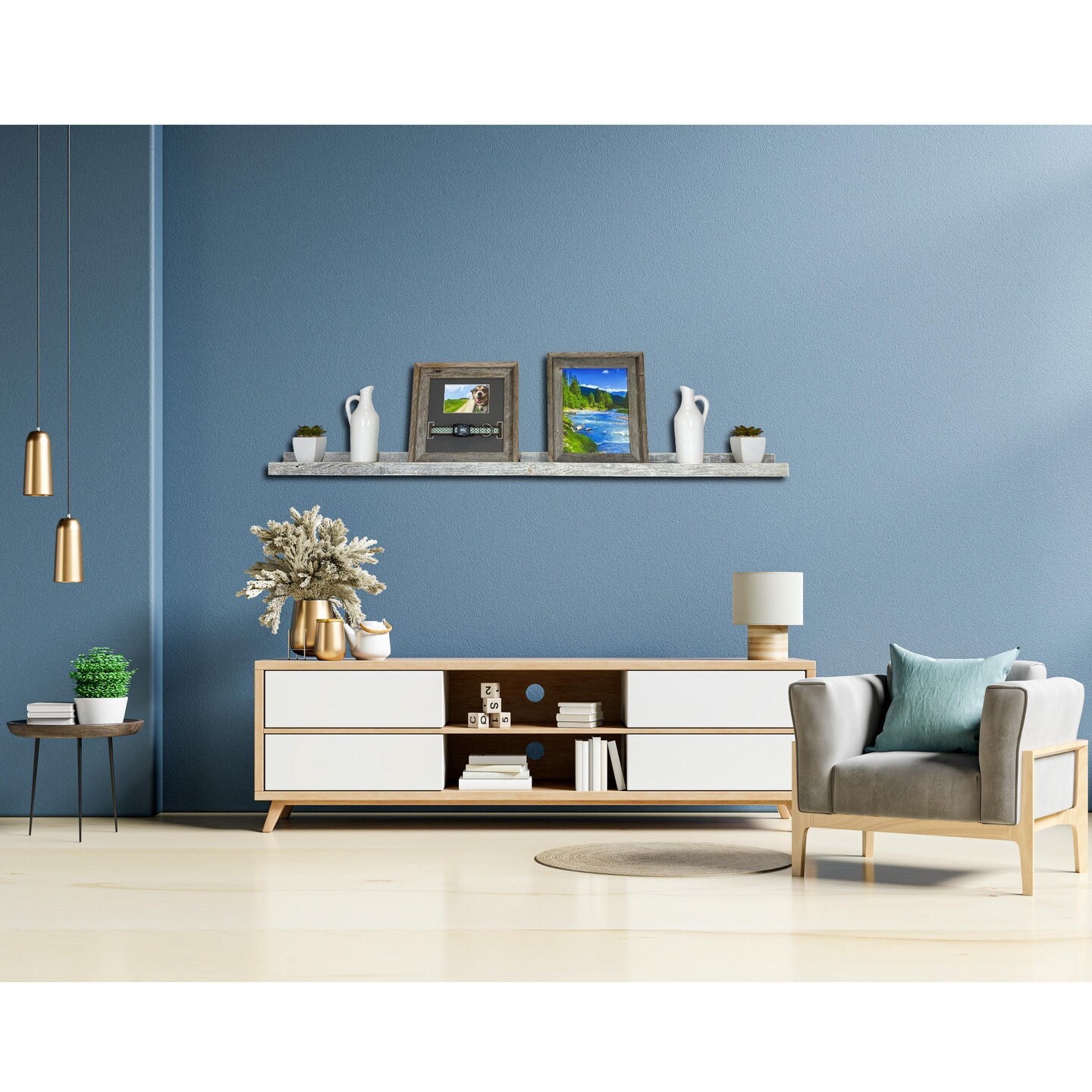 Rustic Farmhouse Long Floating Reclaimed Wood Shelf with Narrow Ledge for Decor Display & Storage