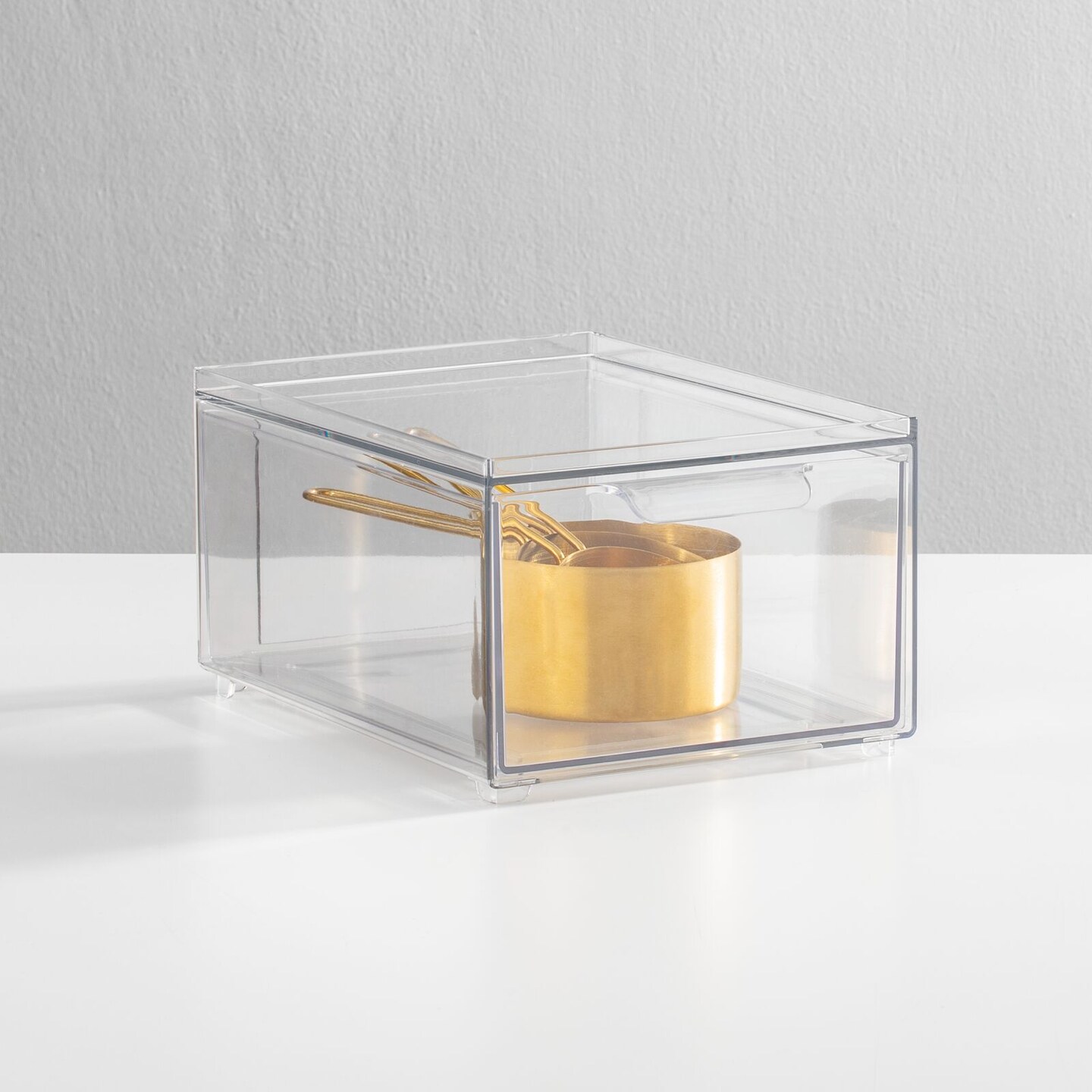mDesign Stacking Plastic Storage Kitchen Bin with Pull-Out Drawers