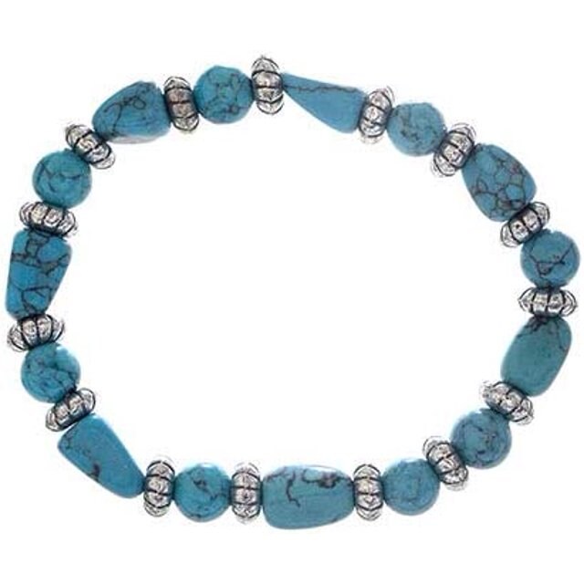 Earth&#x27;s Jewels Semi-Precious Dyed Re-constructed Turquoise Stretch Bracelet