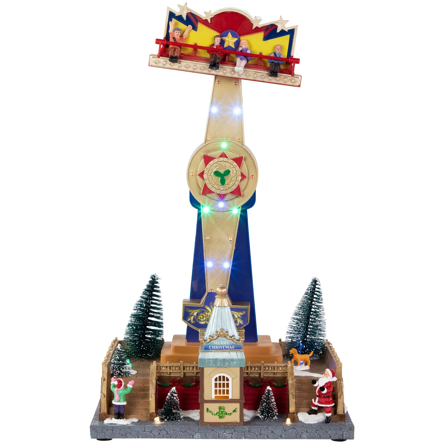 Northlight 16&#x22; LED Animated and Musical Shooting Star Carnival Ride Christmas Village Display