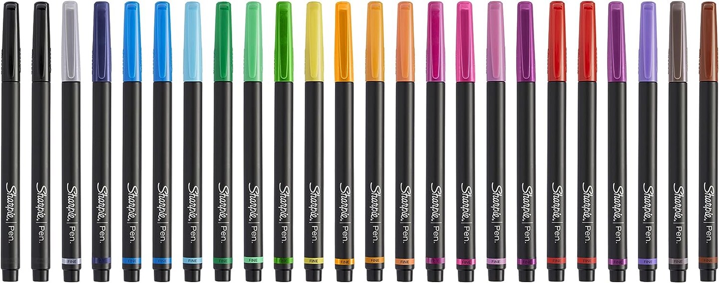 Felt Tip Pens, Fine Point (0.4mm), Assorted Colors, 24 Count (1983967)