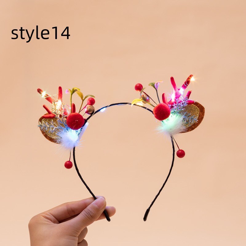 Christmas Glow Antler Headband Fairy Tale Flower Retro Tree Branch Hoop Crown Festival Party Props Hair Accessories for Girls