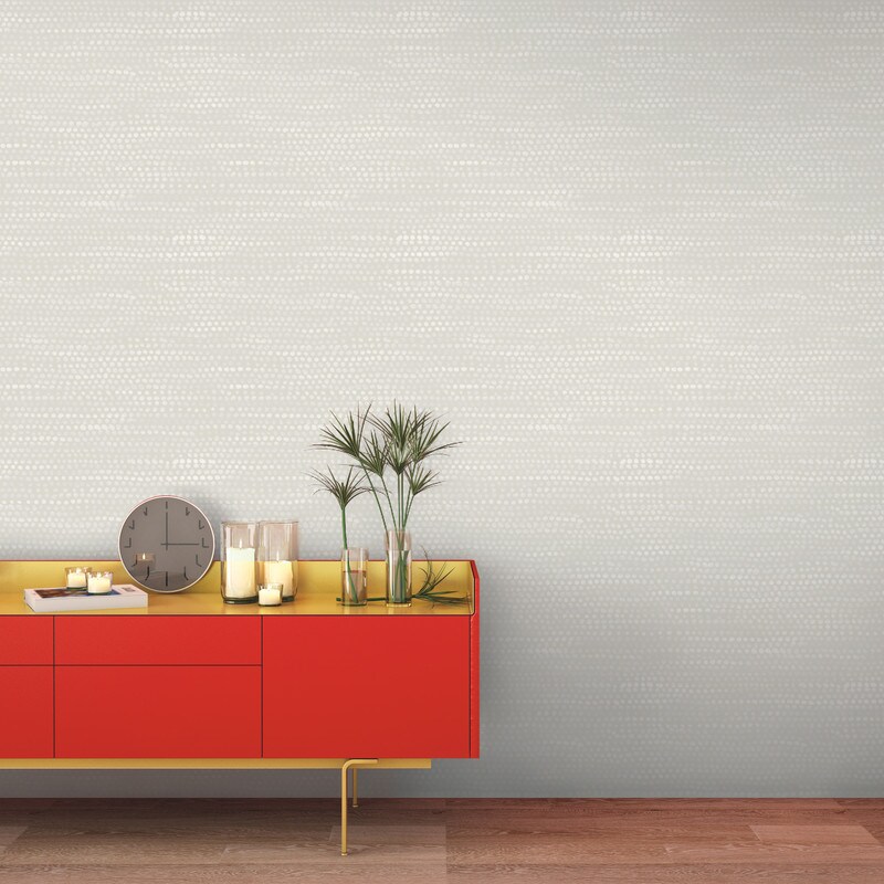 Tempaper Moire Dots Peel and Stick Wallpaper Pearl Grey