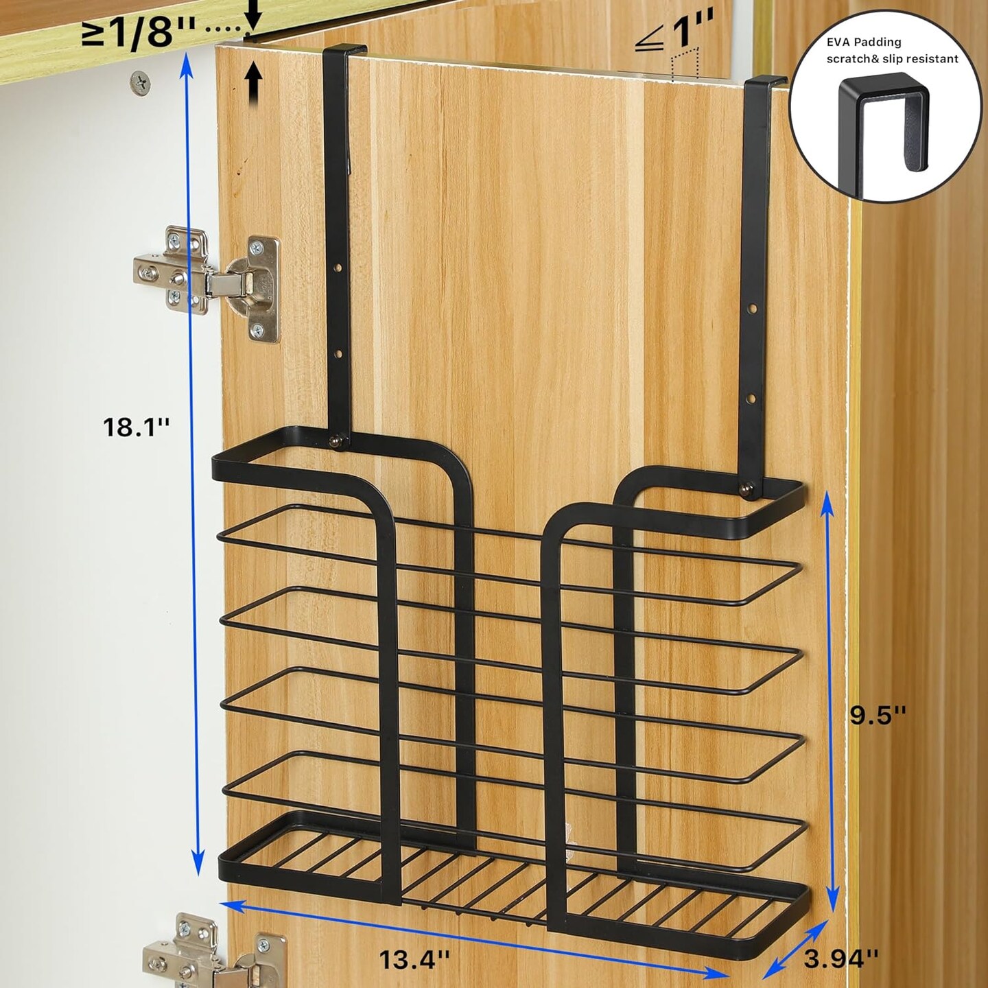 2 Pack Cabinet Door Organizer - Cutting Board Holder Rack with Towel Bar, Over Cabinet Door Storage for Foil, Plastic Wrap, Baking Sheet Kitchen Organizer