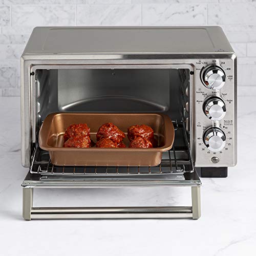 4 Pieces Non-Stick Toaster Oven Bakeware Set , Carbon Steel, Easy to Clean and Perfect for Single Servings, Copper