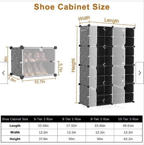 Space Saving 60 Pairs Shoe Rack Organizer 10-Tier Stackable Shoe Storage Cabinet