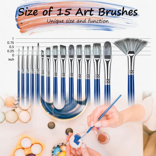 Decorating Paint Brush Set 15 Fine Paintbrushes, Decorators Set