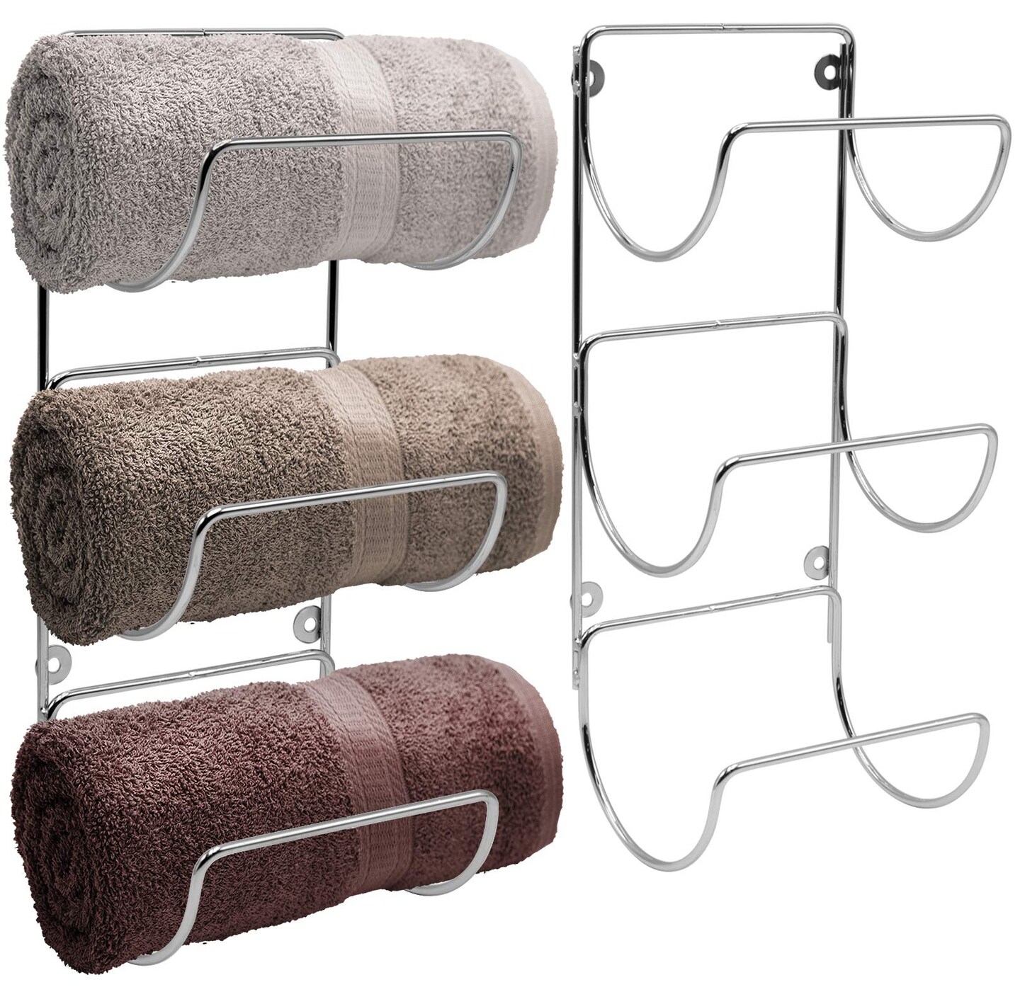Sorbus Metal Wall Mounted Bathroom Towel Rack - Organizer for Towels, Washcloths, Hand Towels, Linens, Ideal for Bathroom, Spa, Salon