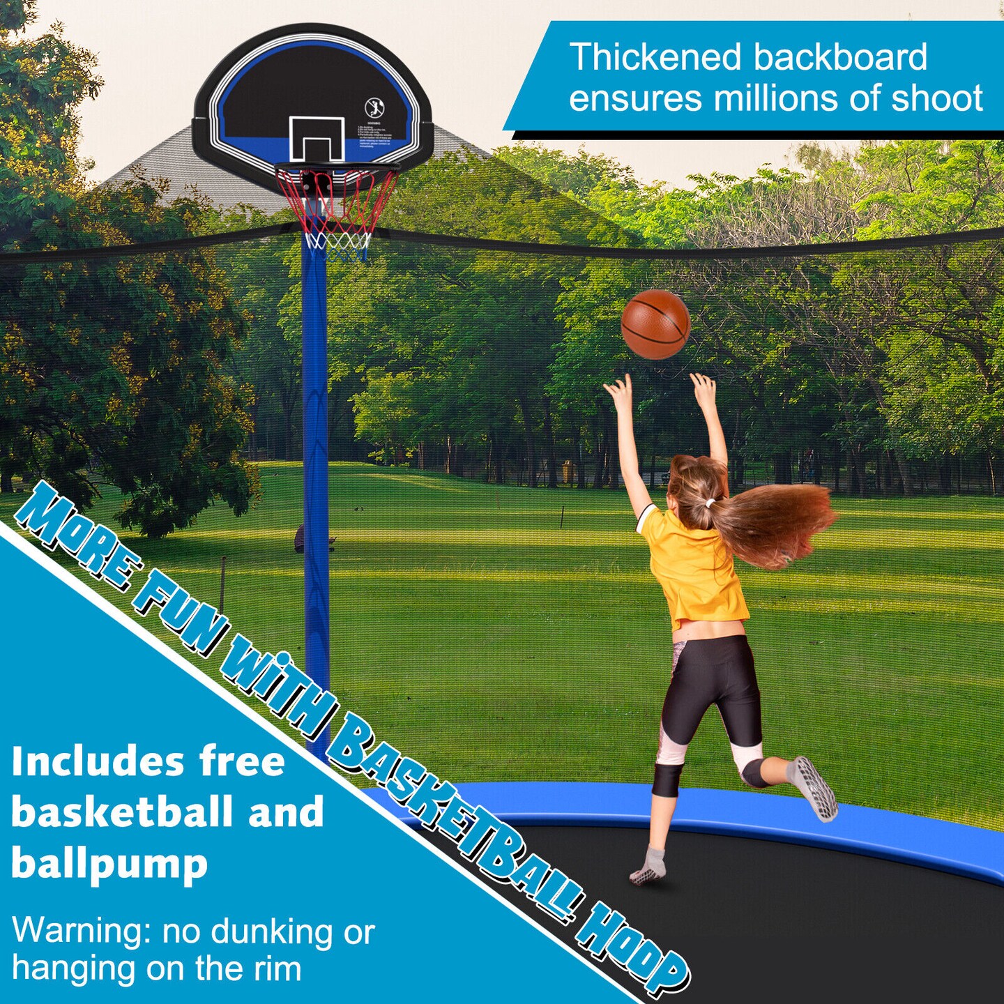 Outdoor Recreational Trampoline with Enclosure Net
