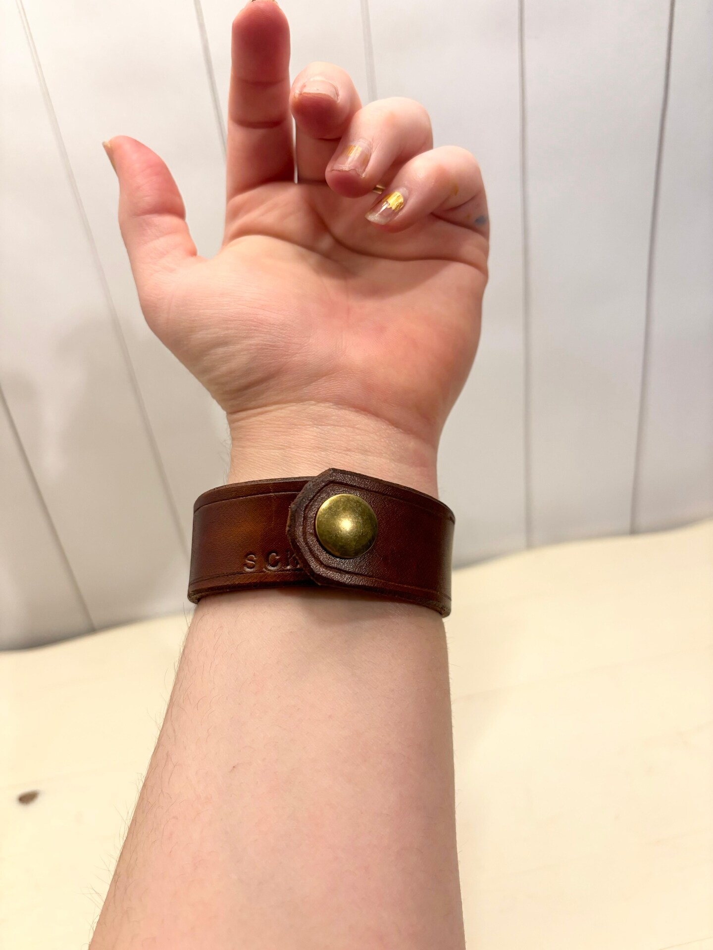 Leather Cuff Bracelet Mushrooms One Of A Kind Handmade Real