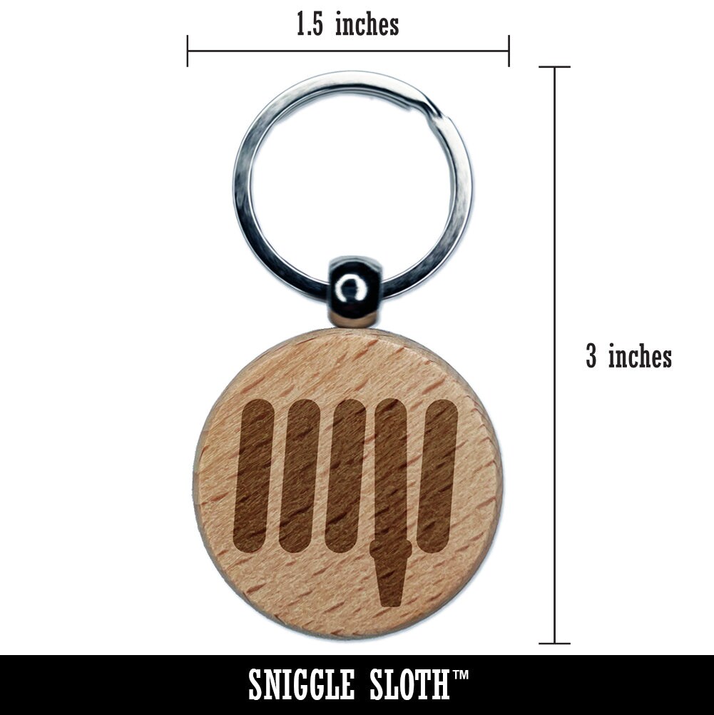 Fire Hose Firefighter Icon Engraved Wood Round Keychain Tag Charm