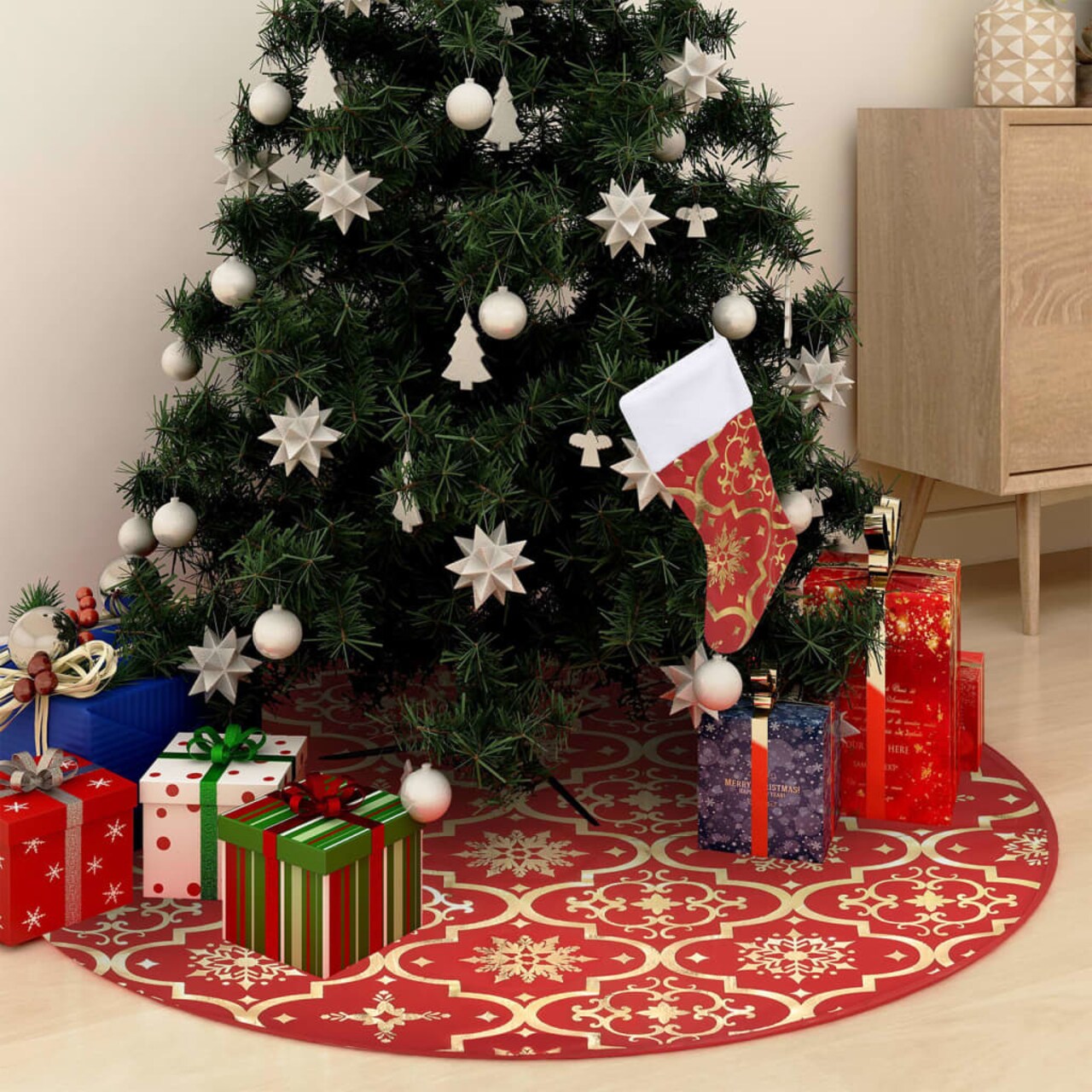 Luxury Christmas Tree Skirt with Sock 4 ft Fabric | Michaels