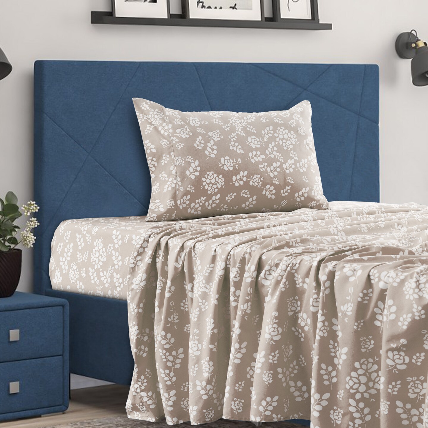 Lux Decor Collection 4 Piece Floral Design Bed Sheet Set Ultra-Soft Wrinkle Fade Resistant