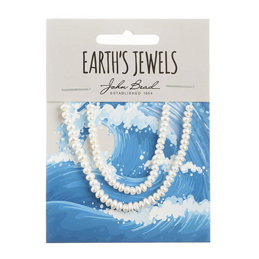 Earth&#x27;s Jewel White Freshwater Pearls Semi Round Beads