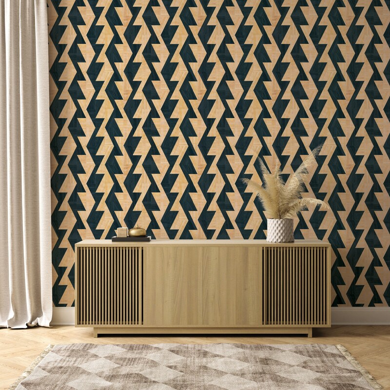 Tempaper Aztec Geo Peel and Stick Peel and Wallpaper Tiger Stripe Black/Tan