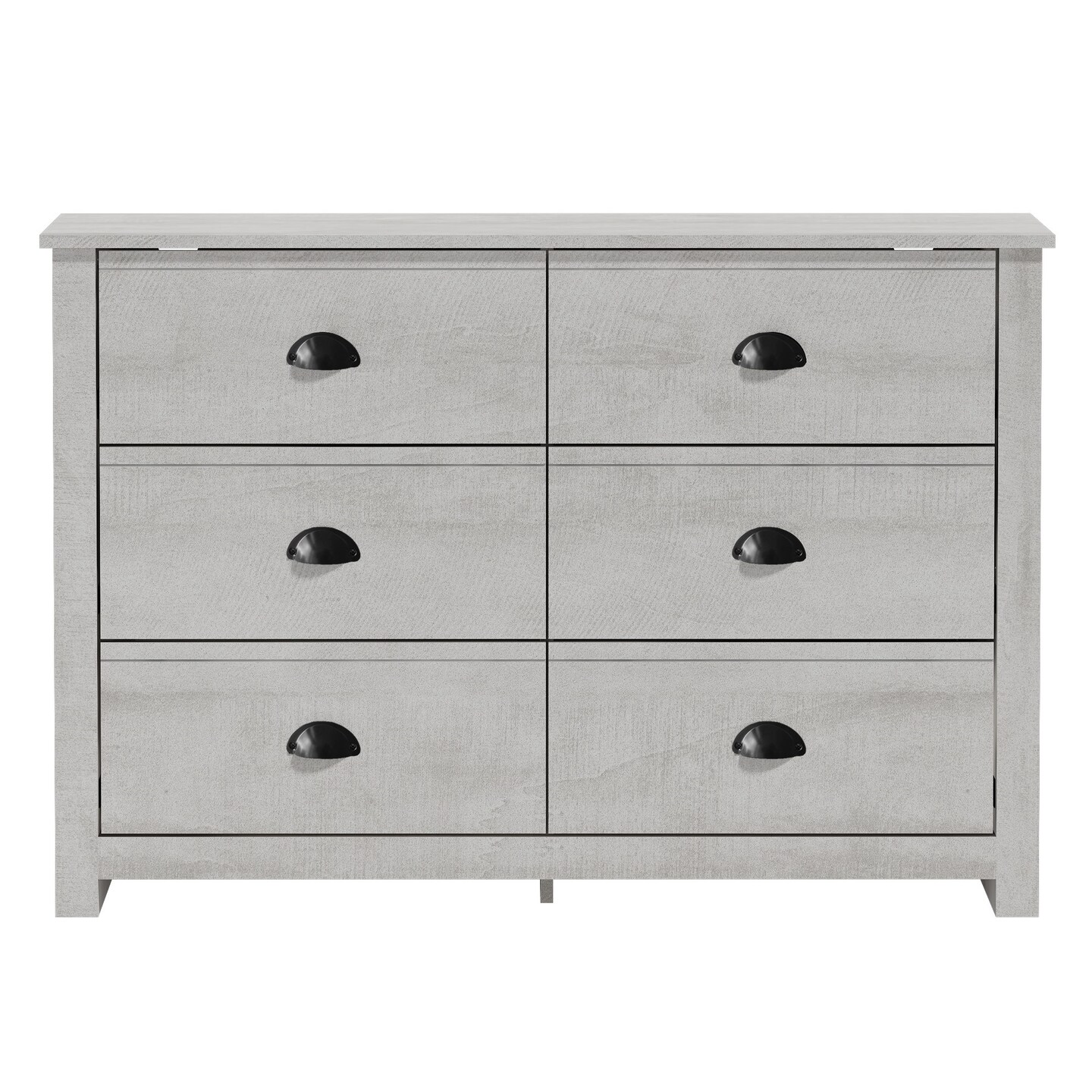 Contemporary Home Living 46.5&#x22; Gray Wooden Double Dresser with Six Drawers