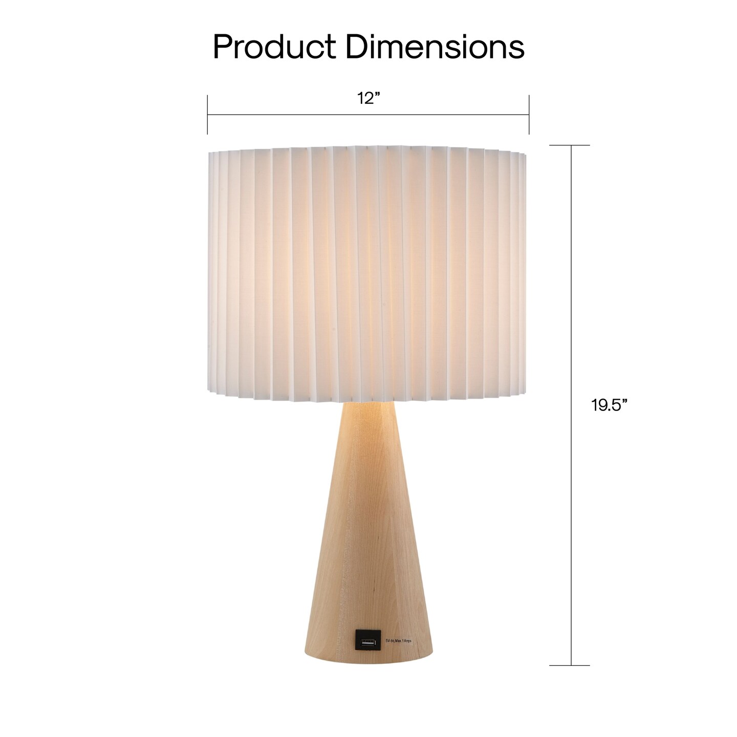 Emberlee Table Lamp 5ft Power Cord, USB Charger