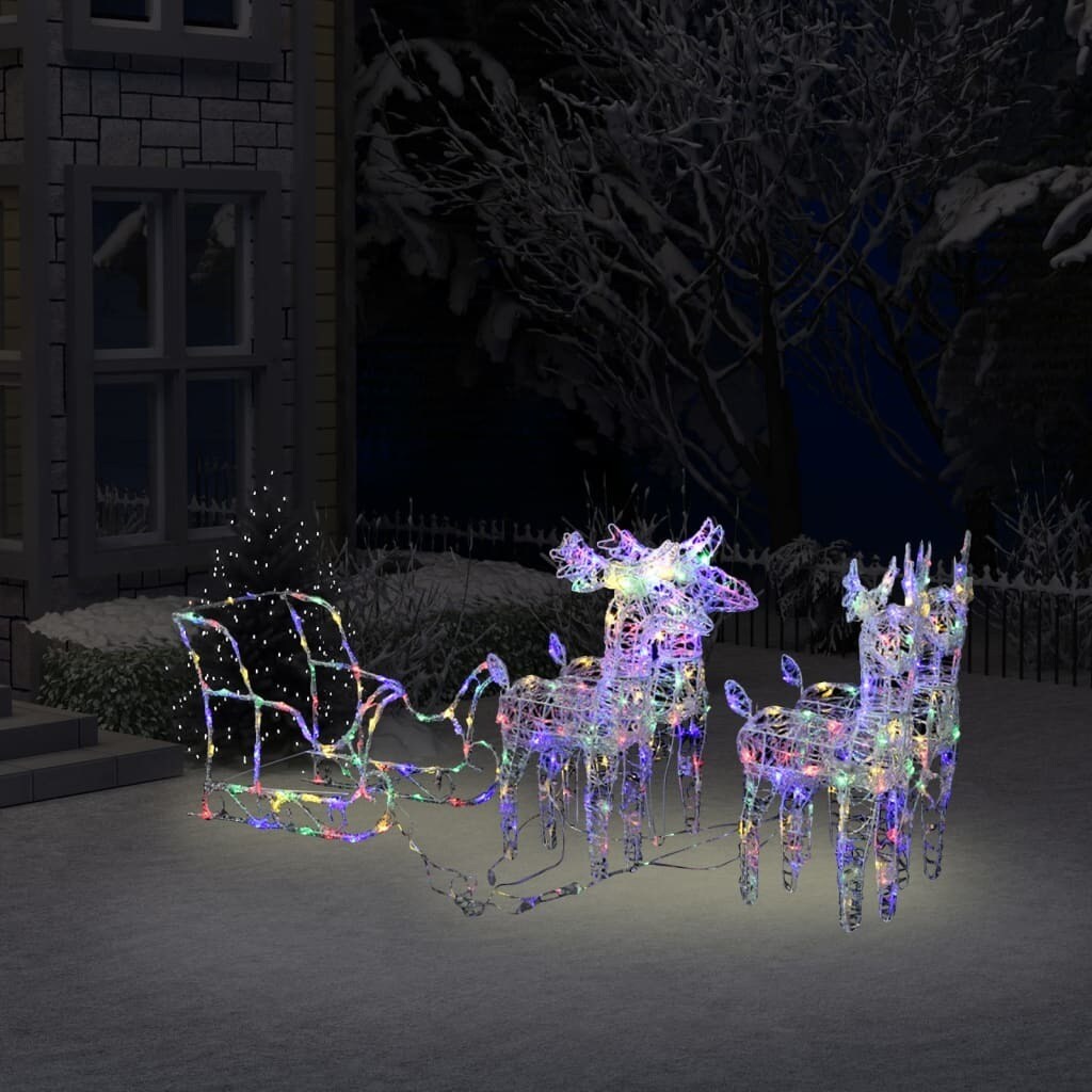 Reindeers &#x26; Sleigh Christmas Decoration 110.2&#x22;x11&#x22;x21.7&#x22; Acrylic