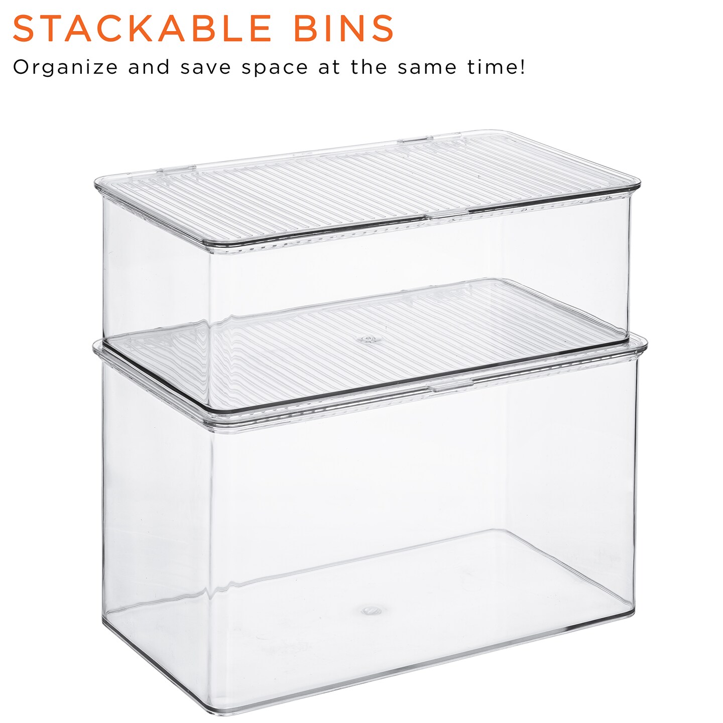 Sorbus Storage Bins for Pantry & Fridge with Hinged Lids (Small|2 Pack)