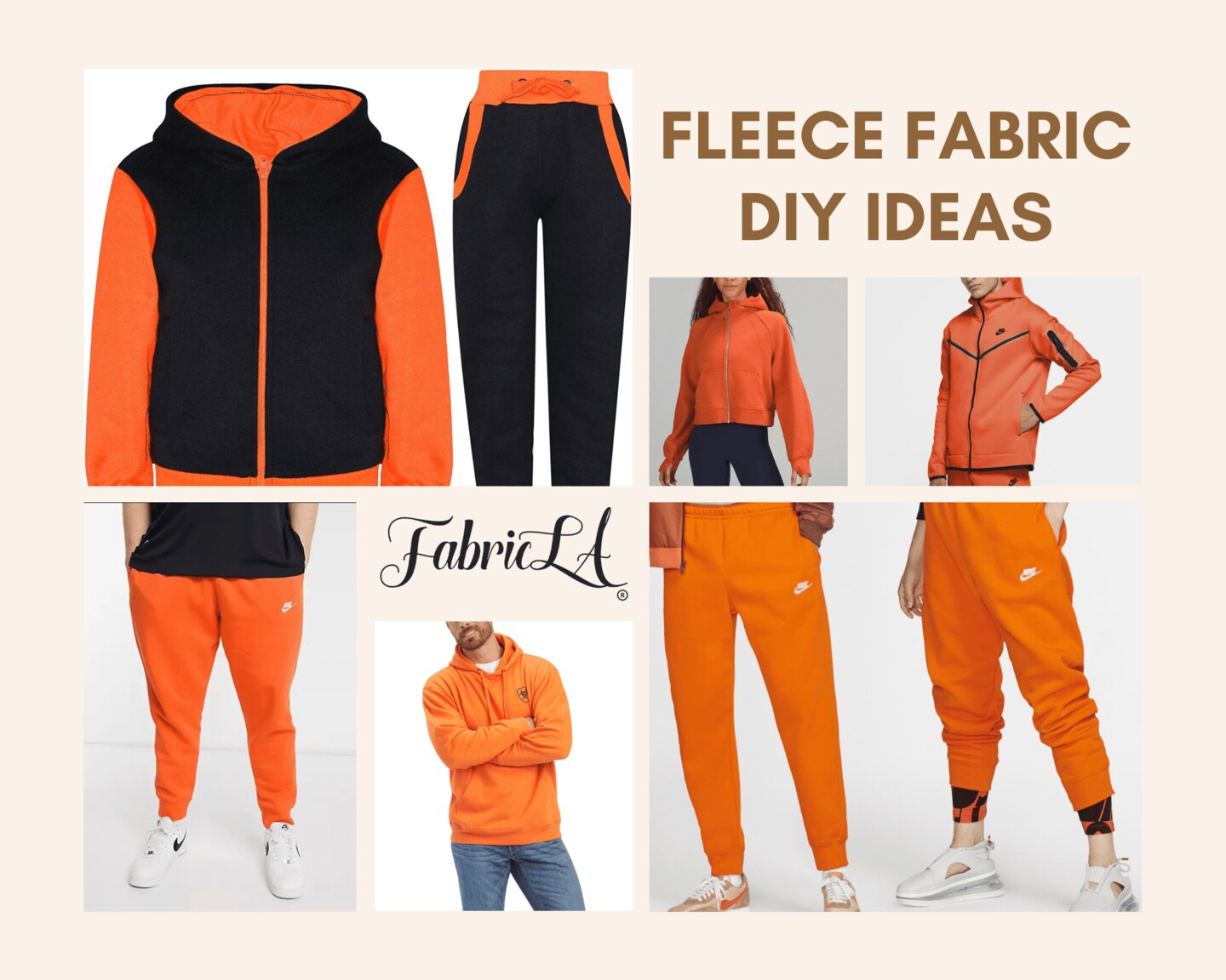 FabricLA | Fleece Fabric By The Yard | 36&#x22;X60&#x22; Inch Wide | Anti Pill Polar Fleece | Soft, Blanket, Throw, Poncho, Pillow Cover, PJ Pants, Booties, Eye Mask - Solid Orange (1 Yard)