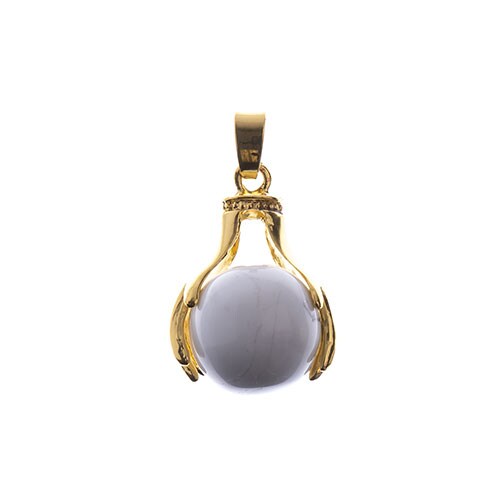 Earth&#x27;s Jewel White Turquoise Semi-Precious Round Pendant with Clasp