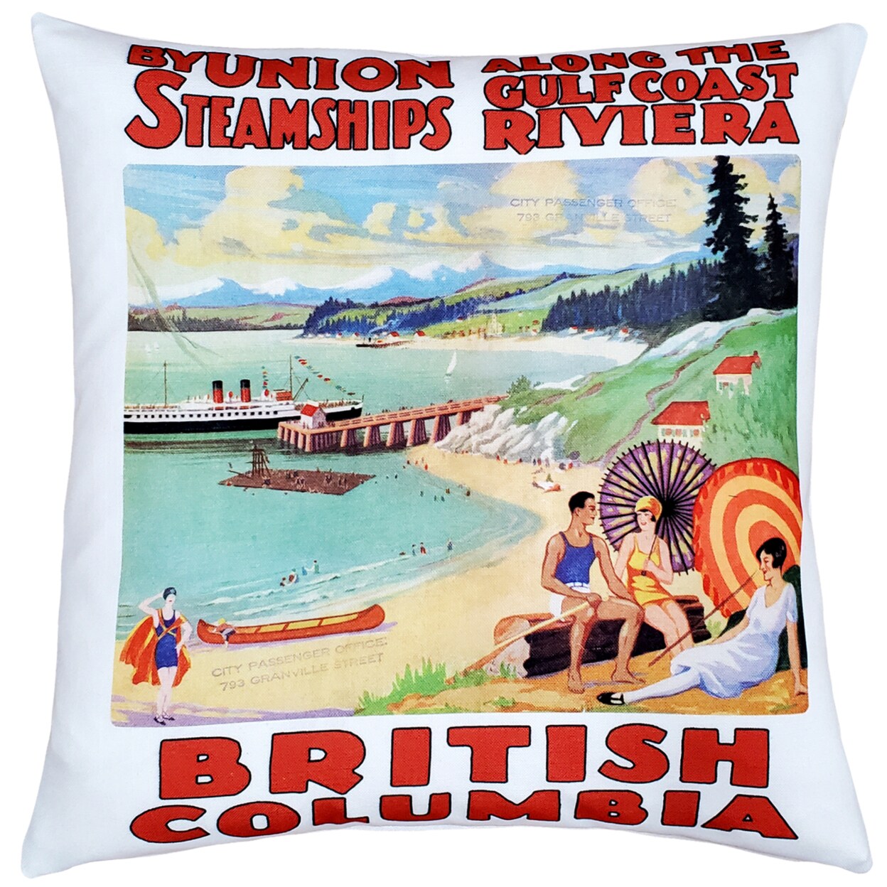 Pillow D&#xFFFD;cor Gulf Coast by Union Steamship Throw Pillow 20x20, with Polyfill Insert