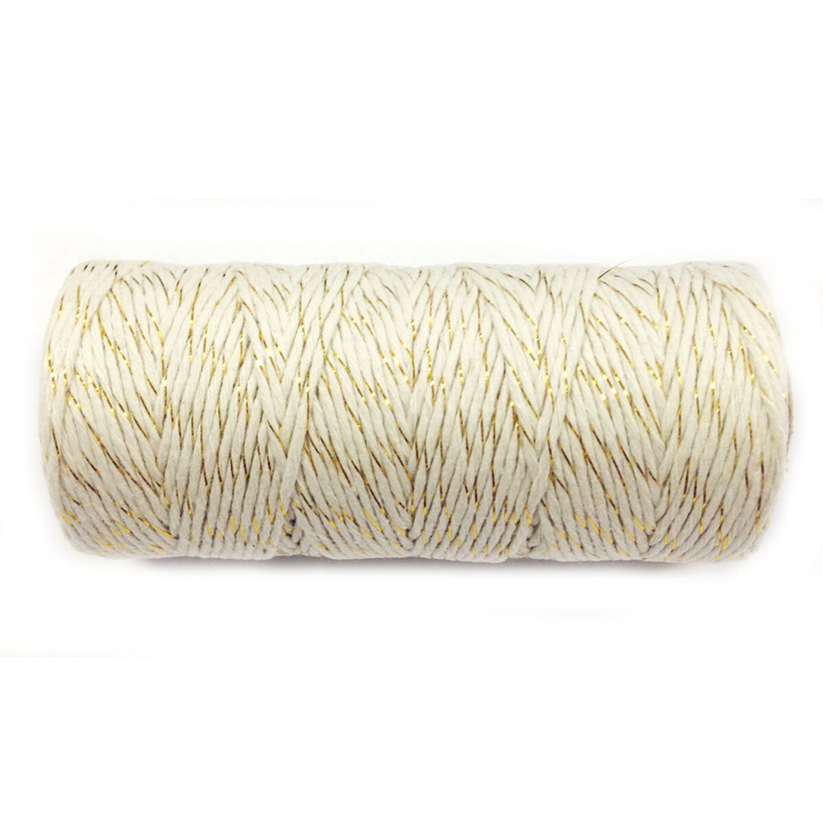 Wrapables Cotton Baker&#x27;s Twine 12ply 110 Yard, White/Gold Metalic