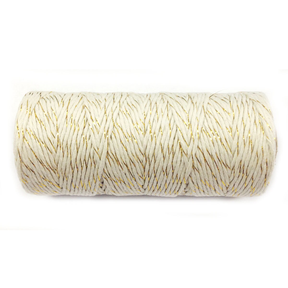Wrapables Cotton Baker's Twine 12ply 110 Yard, White/Gold Metalic