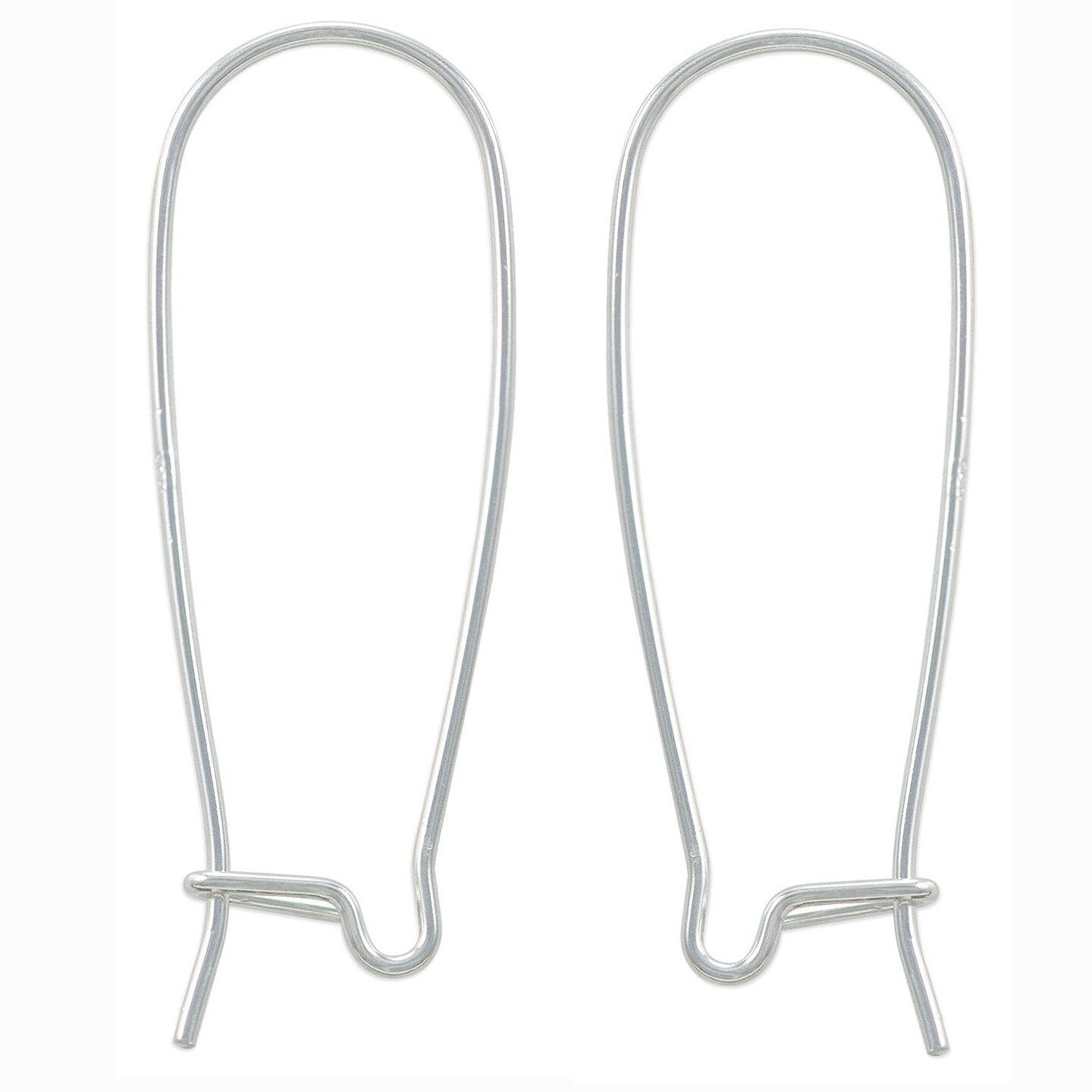 JewelrySupply Sterling Silver Long Kidney Style Earring Wires (1 Pair of Sterling Silver Earrings)