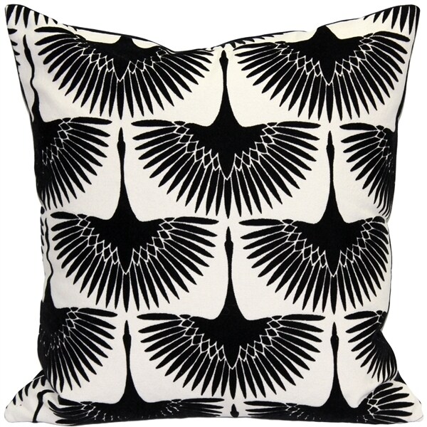 Pillow Decor Winter Flock Black and White Throw Pillow 20x20