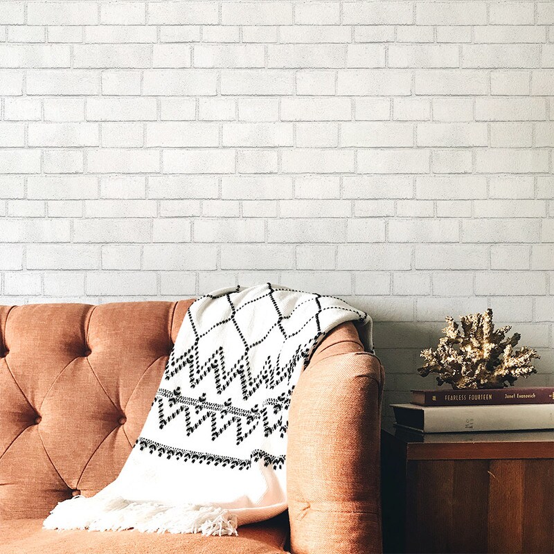 Tempaper Brick Textured Peel and Stick Wallpaper White