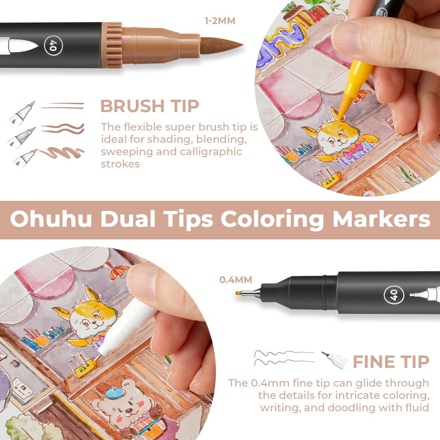 Ohuhu Markers for Coloring Books: 160 Colors Coloring - 01080026 - Mogahwi  Stationery & Office Eqpt