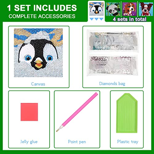 Diamond by Number Cute Diamond Dots for Kids Animal Diamond Kits for Adults  Animals Kits For Kids Full Drill 5D Diamond Art For Kids Ages 8 12 DIY Easy  Gem Art Crysta