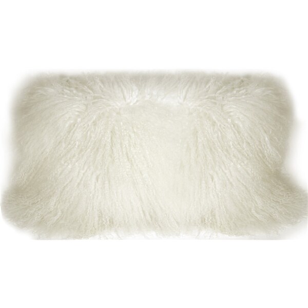 Mongolian Sheepskin Natural White Throw Pillow - Pillow Decor