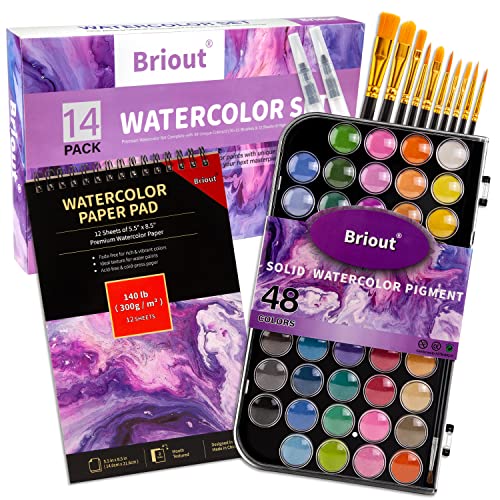 Watercolor Paint Set, 48 Colors of Washable Watercolor Paint Includes Watercolor Palette and 3 Paint Brushes. Great Water Color Kids Paint