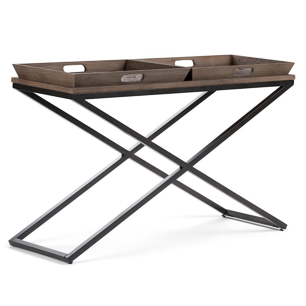 Simpli Home Damien Solid Elm Wood 50&#x22;Modern Console Table Distressed Natural Elm