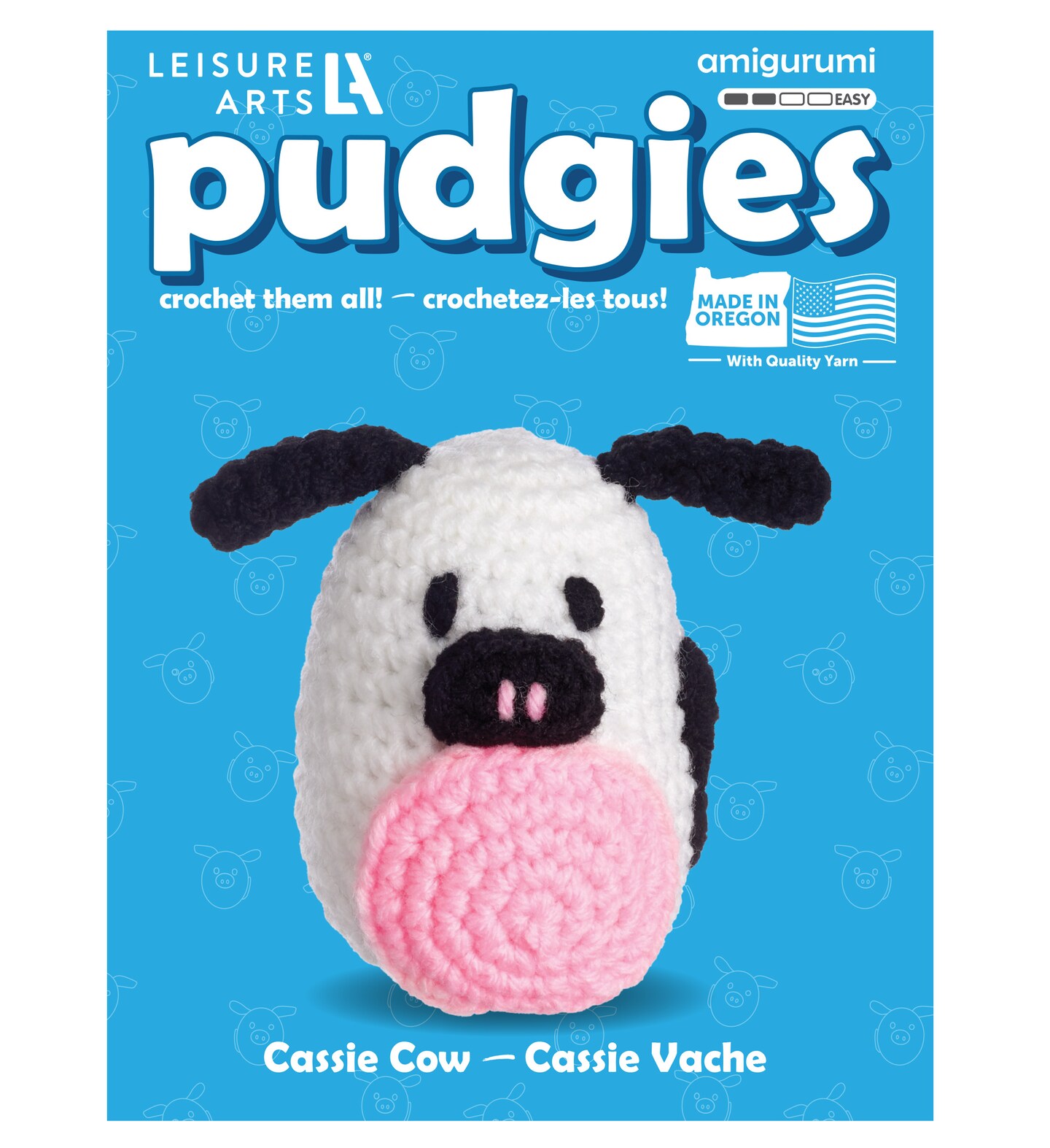 Leisure Arts Crochet Kit, Pudgies Cassie the Cow, 3", crochet kit for
