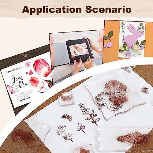 8 Sheets Clear Stamps, Vintage Plants and Flowers Silicone Stamps for Crafting, Rubber Stamps for Card Making Decoration and DIY Scrapbooking